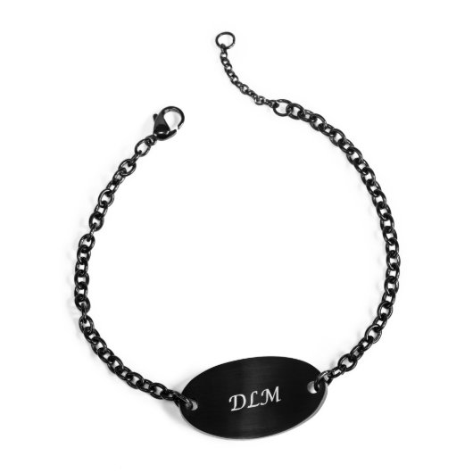 Stylish Black Engraved Nameplate Bracelet (Front)