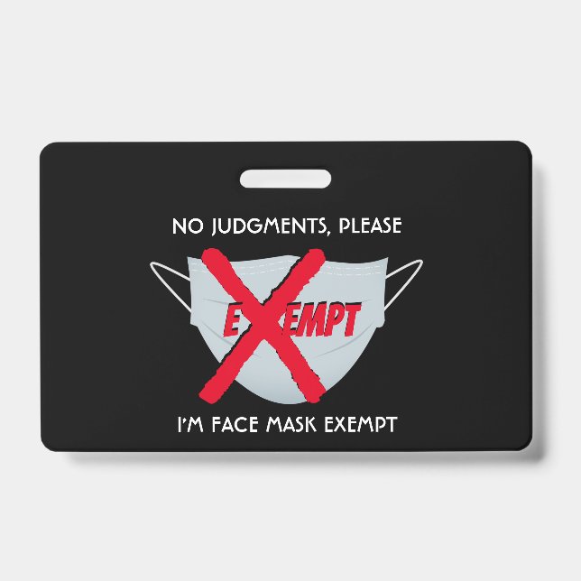 Stylish Black | FACE MASK EXEMPT Badge (Front)