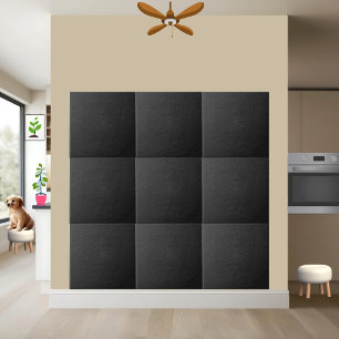 Stylish Black Faux Leather Ceramic Tile