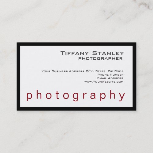 Stylish Black Frame White Trendy Photographer Business Card
