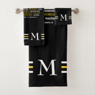 Stylish Black GIFTS OF SPIRIT Christian Monogram Bath Towel Set