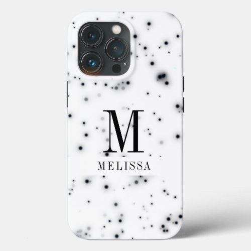 Stylish Black Glitter Drips Monogram iPhone 13 Pro Case
