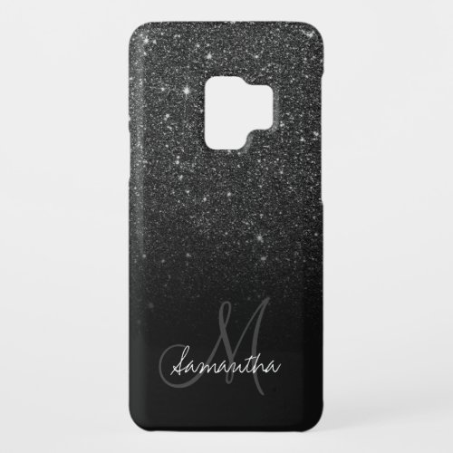 Stylish black glitter ombre block personalized Case_Mate samsung galaxy s9 case
