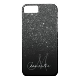 Stylish black glitter ombre block personalized iPhone 8/7 case