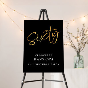 Stylish Black Gold 60th Birthday Welcome Foam Board