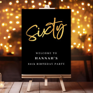 Stylish Black Gold 60th Birthday Welcome Foam Board