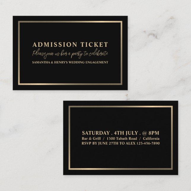 Stylish Black & Gold, Admission Ticket (Front/Back)