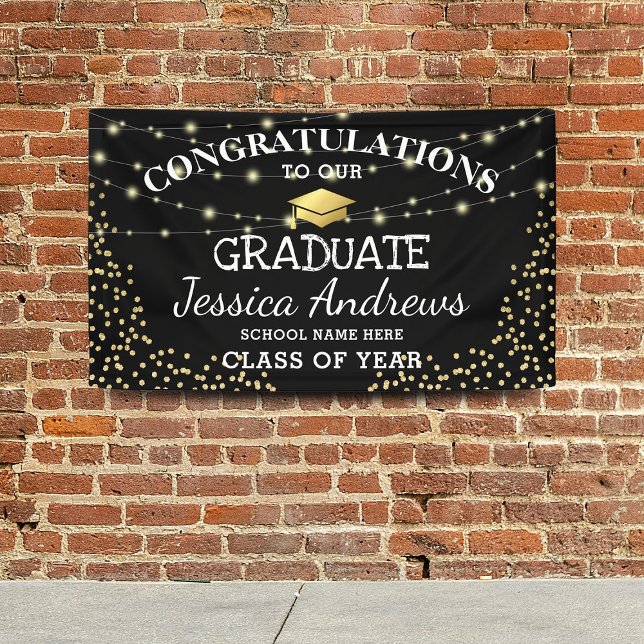 Stylish Black & Gold Class of 2026 Graduation Banner (Creator Uploaded)