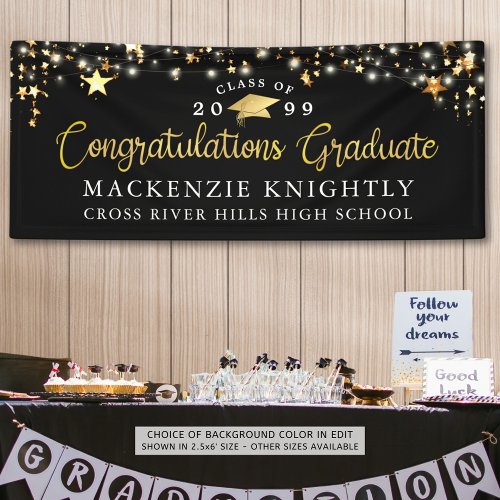 Stylish Black Gold Congrats Grad Script Banner