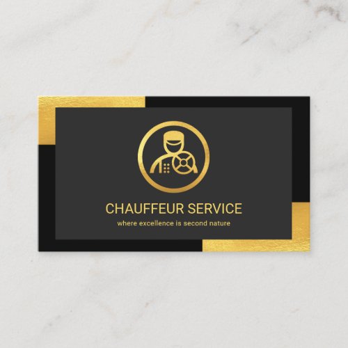 Stylish Black Gold Corners Driving Business Card