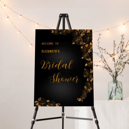 Stylish Black  Gold Floral Bridal Shower Foam Board