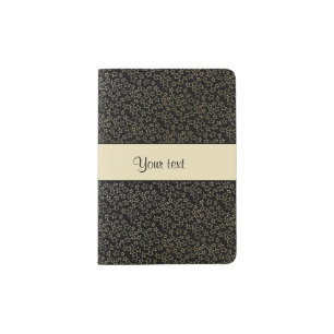Stylish Black & Gold Foil Mini Stars Passport Holder