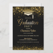 Stylish Black Gold Graduation Party Invitation | Zazzle