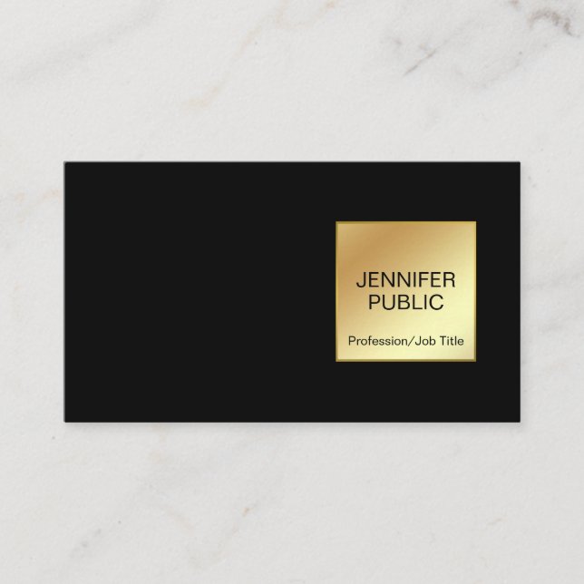 Stylish Black Gold Modern Professional Chic Simple Business Card (Front)