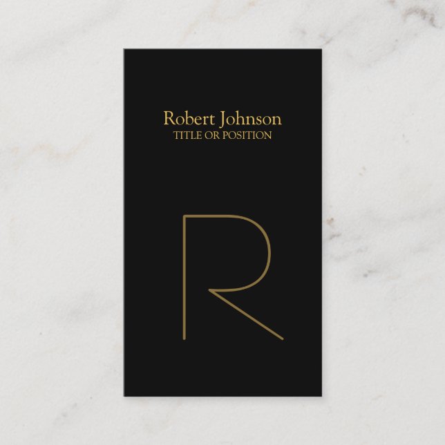 Stylish Black Gold Monogram Business Card (Front)