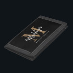 Stylish Black Gold Monogram Girly Chic Script Name Trifold Wallet<br><div class="desc">Stylish Black Gold Monogram Girly Chic Script Name Trifold Wallet.Easily personalize this modern elegant trifold wallet with your custom monogram and name.</div>
