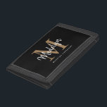 Stylish Black Gold Monogram Girly Chic Script Name Trifold Wallet<br><div class="desc">Stylish Black Gold Monogram Girly Chic Script Name Trifold Wallet.Easily personalize this modern elegant trifold wallet with your custom monogram and name.</div>