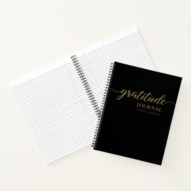 Stylish Black gold Personalized Gratitude Journal (Inside)