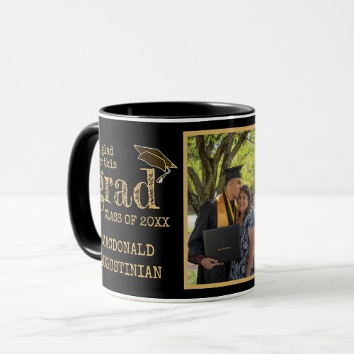 Stylish Black Gold Photo Graduation Mug