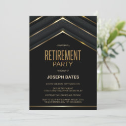 Stylish Black Gold Retirement Party Invitation | Zazzle