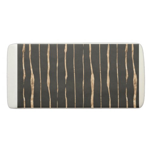 Stylish Black  Gold_Rose Modern Stripes Eraser