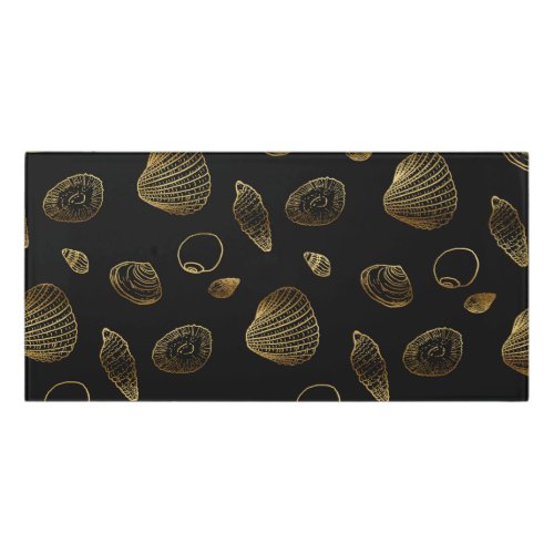 Stylish Black Gold Seashells Pattern Door Sign