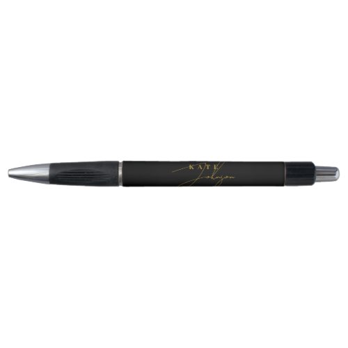 Stylish Black Gold Signature Script Monogram Pen