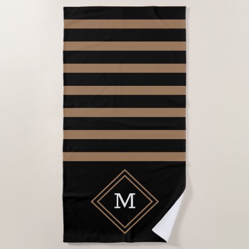 Stylish Black Gold Stripes Personalized Beach Towel | Zazzle