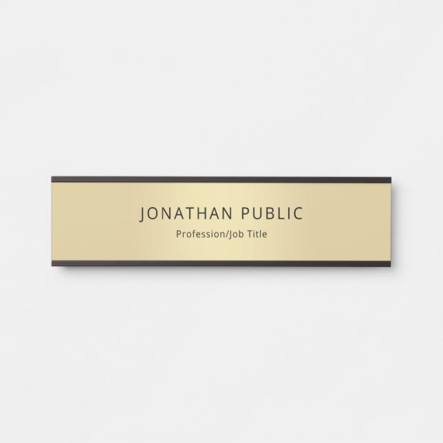 Stylish Black Gold Template Professional Modern Door Sign (Front)
