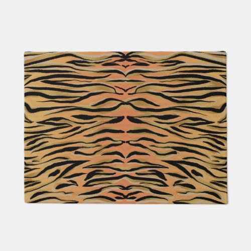 Stylish Black Gold Tiger Animal Print Doormat