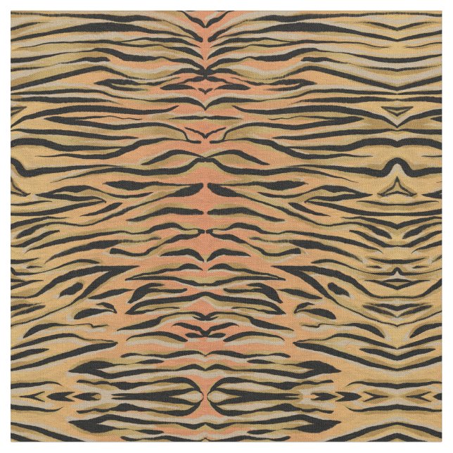 Stylish Black Gold Tiger Animal Print Fabric (Close Up)