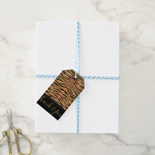 Stylish Black Gold Tiger Animal Print Gift Tags