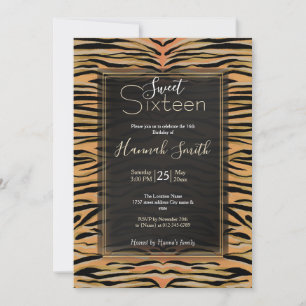 Stylish Black Gold Tiger Animal Print Invitation