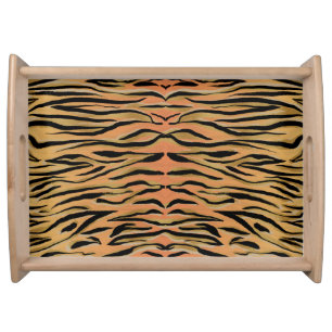 Stylish Black Gold Tiger Animal Print Serving Tray