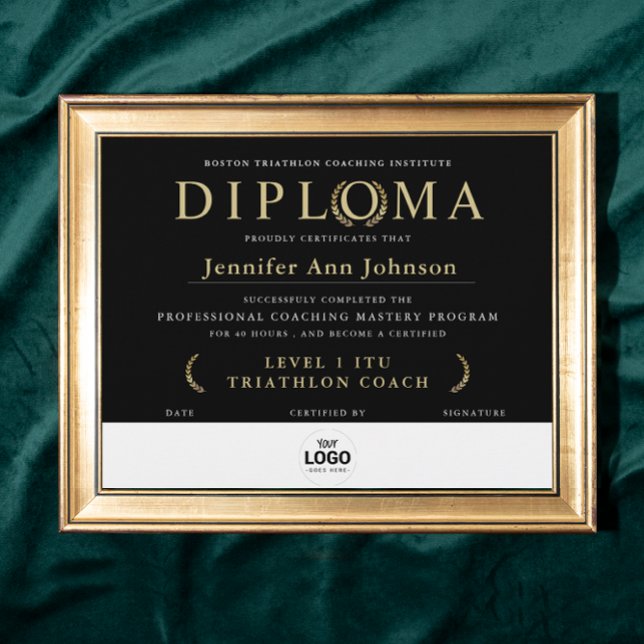 Stylish Black Gold Wreath Graduation Award Diploma (Creator Uploaded)