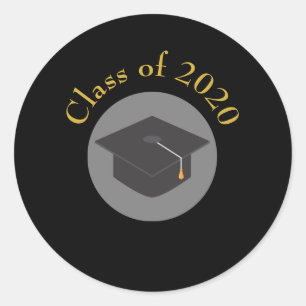 Stylish Black Graduation Cap Class of 20xx Classic Round Sticker