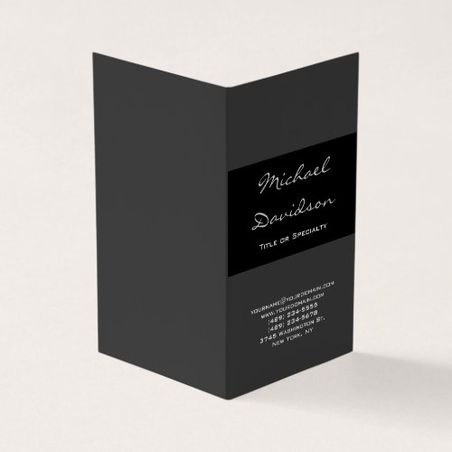 Stylish Black Gray Classical Script Business Card