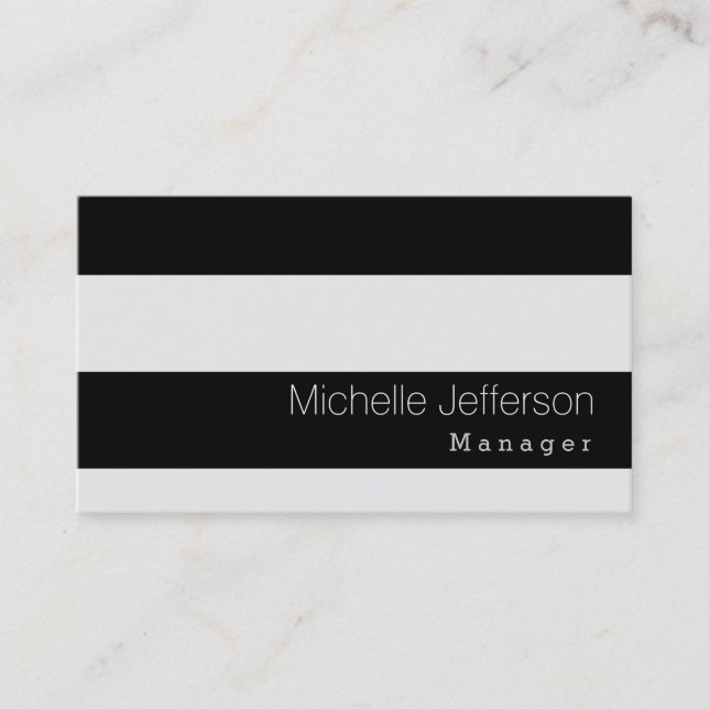 Stylish Black Gray Striped Pattern Business Card (Front)