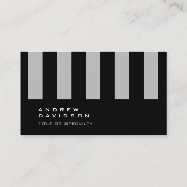 Stylish Black Gray Striped Pattern Business Card (Front)