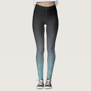 Stylish Black Gray Teal rustic ombre Leggings