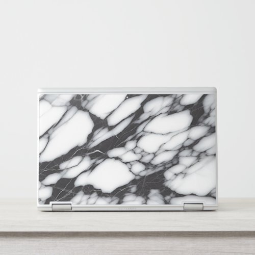 Stylish Black Gray White Marble Waves Art Pattern HP Laptop Skin