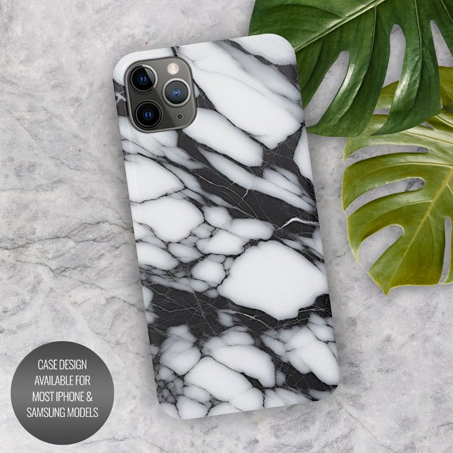 Stylish Black Gray White Marble Waves Art Pattern iPhone Case (Creator Uploaded)