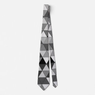 Stylish Black, Gray & White Triangle Design Neck Tie