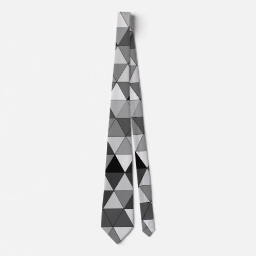 Stylish Black Gray  White Triangle Design Neck Tie