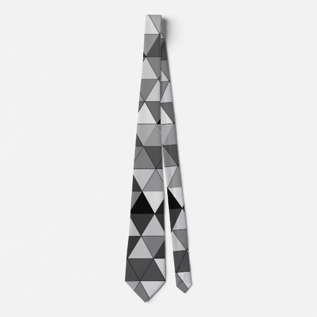 Stylish Black, Gray & White Triangle Design Neck Tie (Front)
