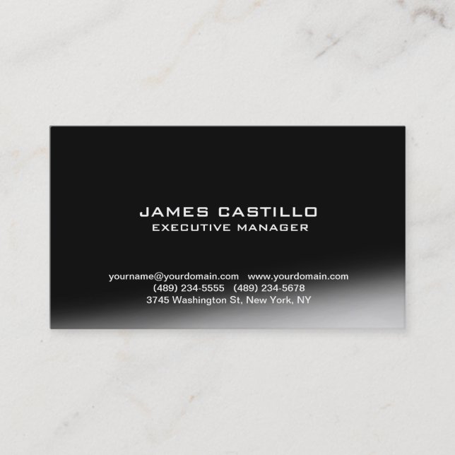 Stylish Black Grey Modern Professional Business Card (Front)