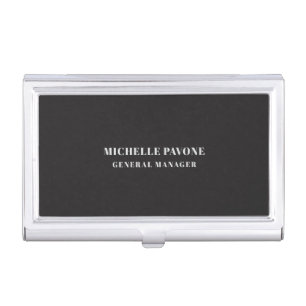 Stylish Black & Grey Simple Plain Professional Business Card Case