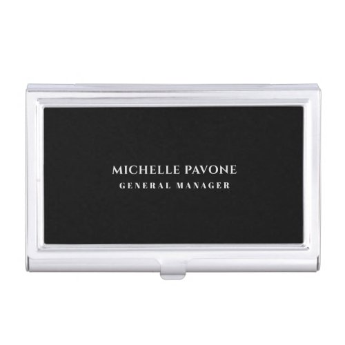 Stylish Black & Grey Simple Plain Professional Business Card Case