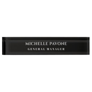 Stylish Black & Grey Simple Plain Professional Desk Name Plate
