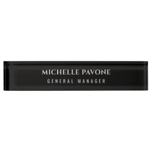 Stylish Black & Grey Simple Plain Professional Desk Name Plate